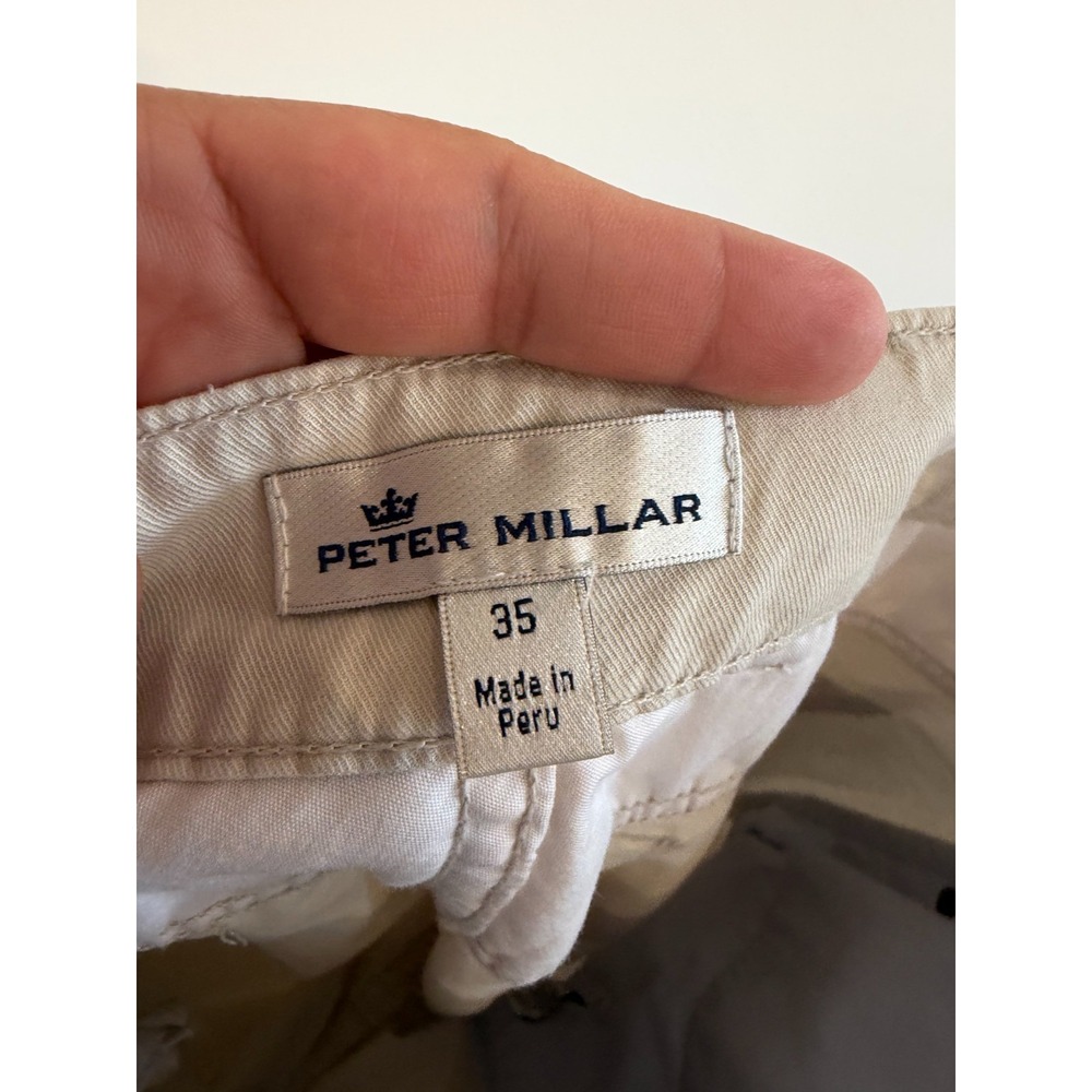 Peter Millar Twill Pants Men Beige 5 Pocket Soft Touch Pima Blend ME0B47 35X32 - Picture 6 of 13